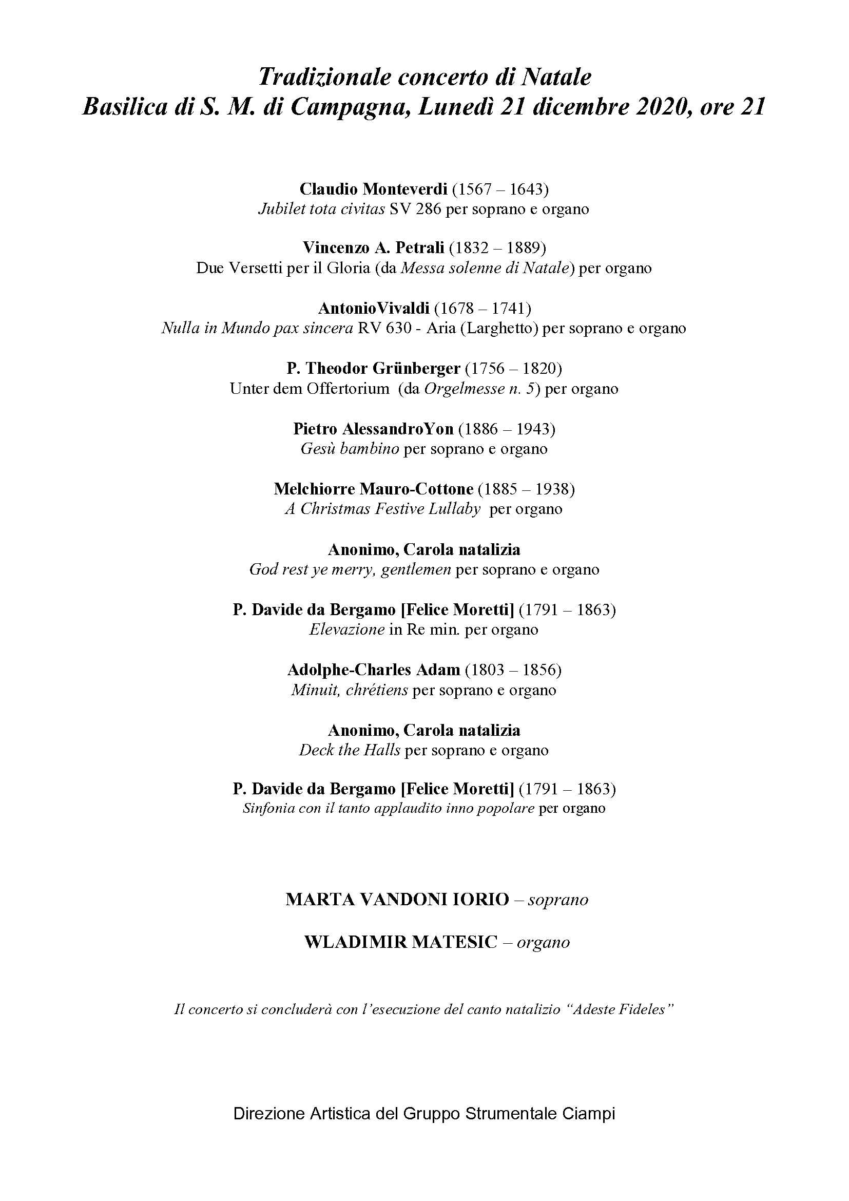 TRADIZIONALE CONCERTO DI NATALE