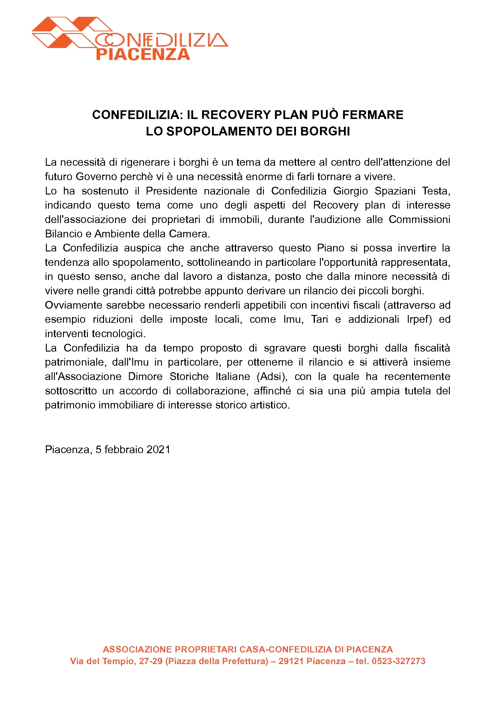 IL RECOVERY PLAN PUÒ FERMARE LO SPOPOLAMENTO DEI BORGHI