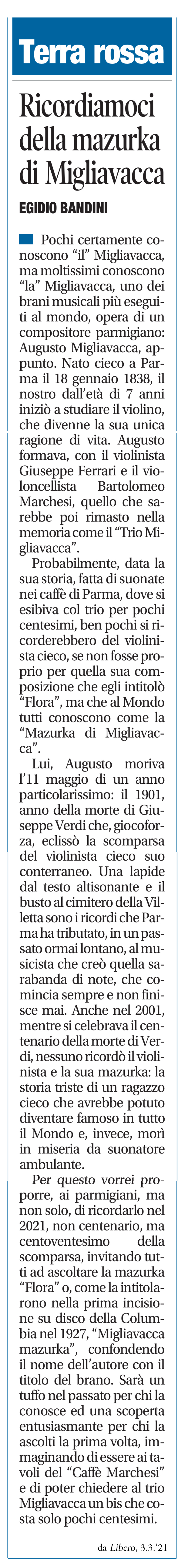 RICORDIAMOCI DELLA MAZURKA DI MIGLIAVACCA