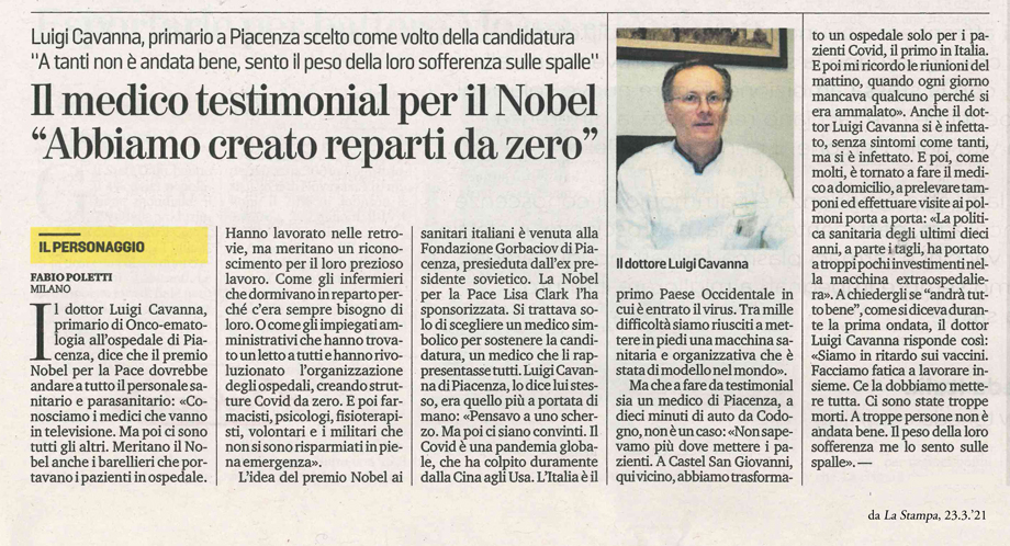 IL MEDICO TESTIMONIAL PER IL NOBEL