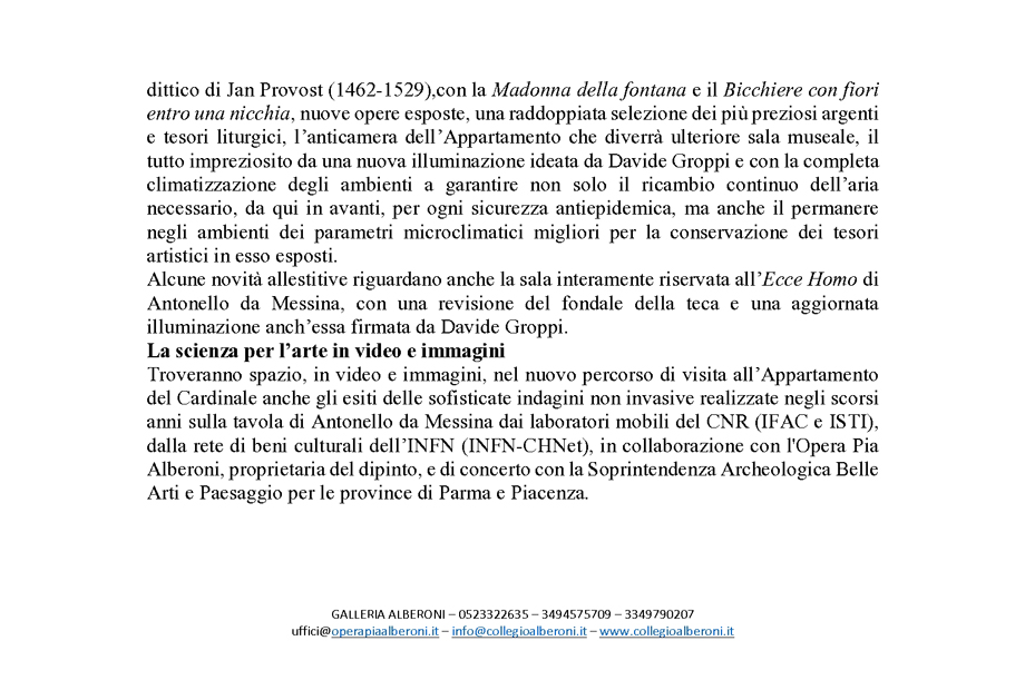 L'ECCE HOMO NEL CAVEAU DI BANCA DI PIACENZA FINO ALL'INIZIO DI MAGGIO