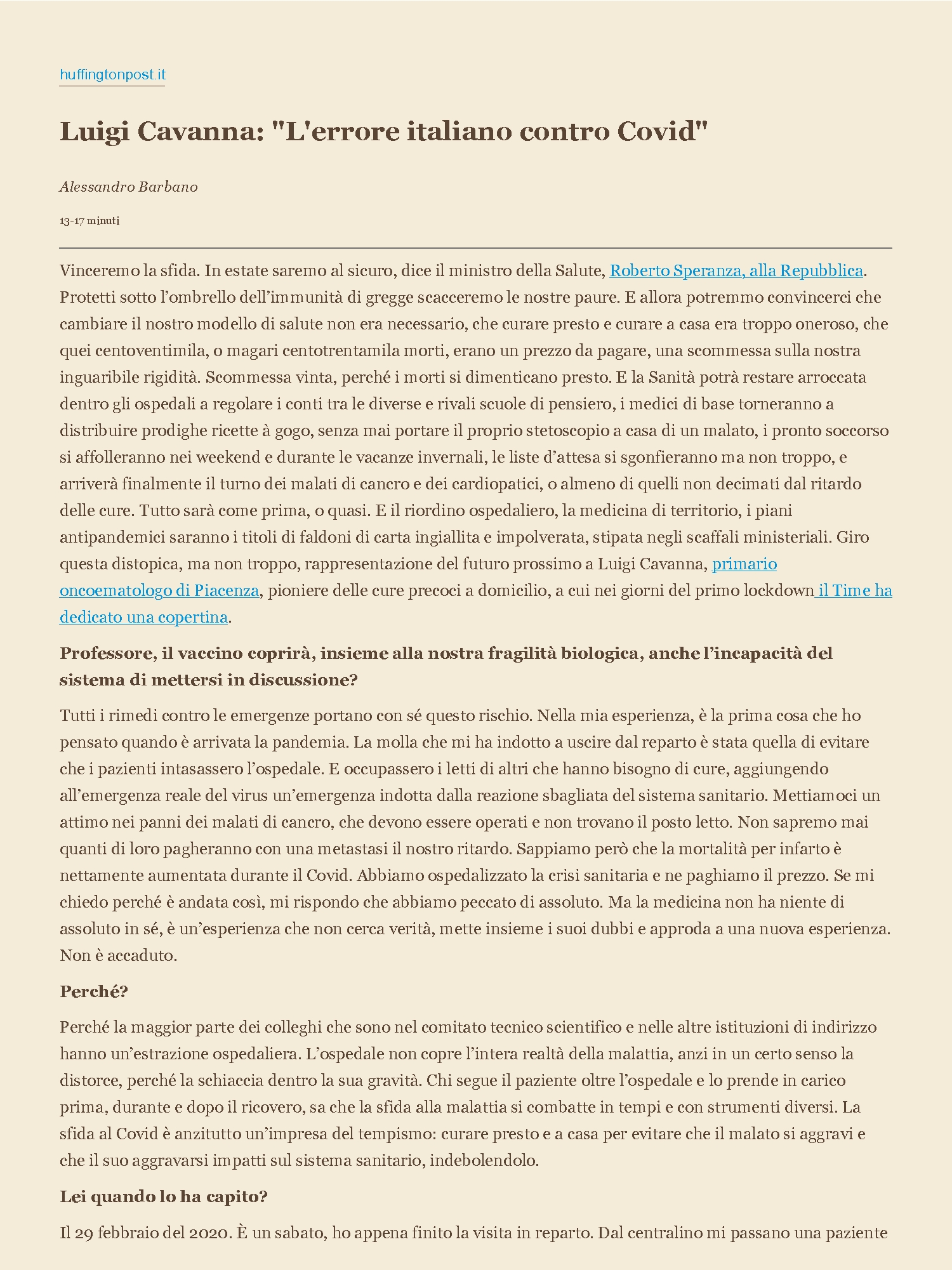 Parla il primario piacentino Luigi Cavanna