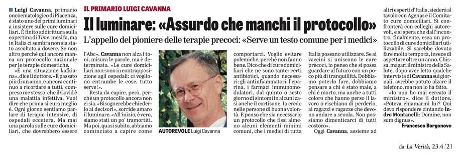 IL LUMINARE: «ASSURDO CHE MANCHI IL PROTOCOLLO»