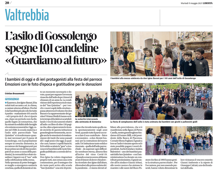 LA BANCA PER L'ASILO DI GOSSOLENGO