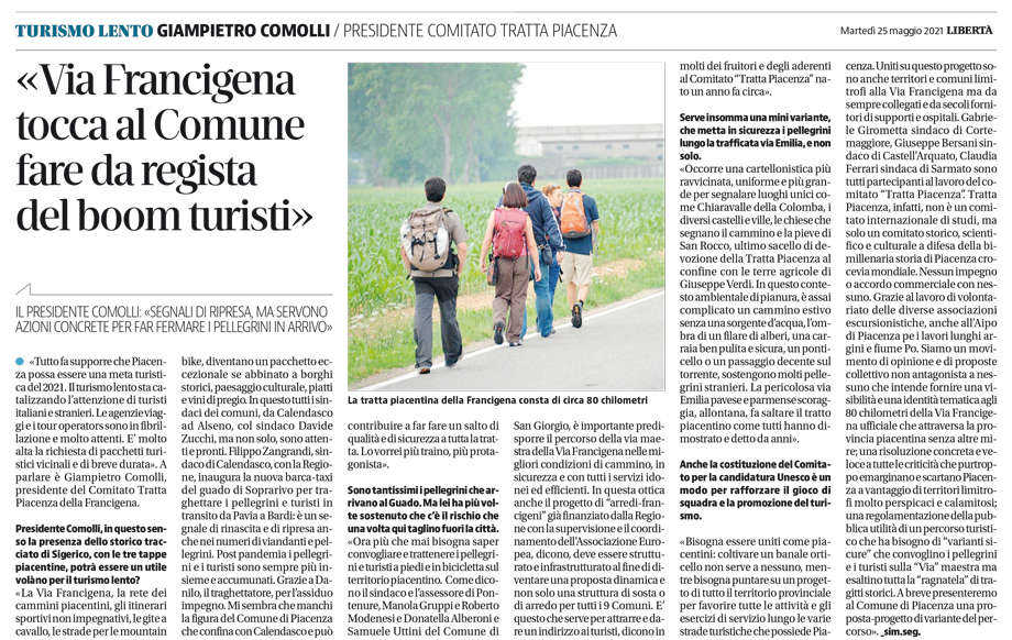 «VIA FRANCIGENA TOCCA AL COMUNE FARE DA REGISTA DEL BOOM TURISTI»