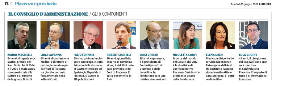 PARTE LA NUOVA FONDAZIONE IL NUOVO CONSIGLIO D'AMMINISTRAZIONE