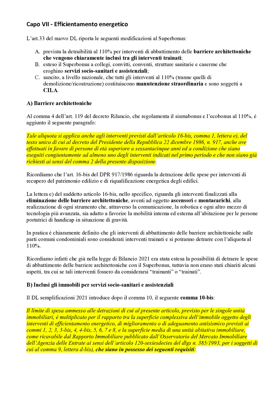 110% DECRETO SEMPLIFICAZIONI PRINCIPALI NOVITÀ
