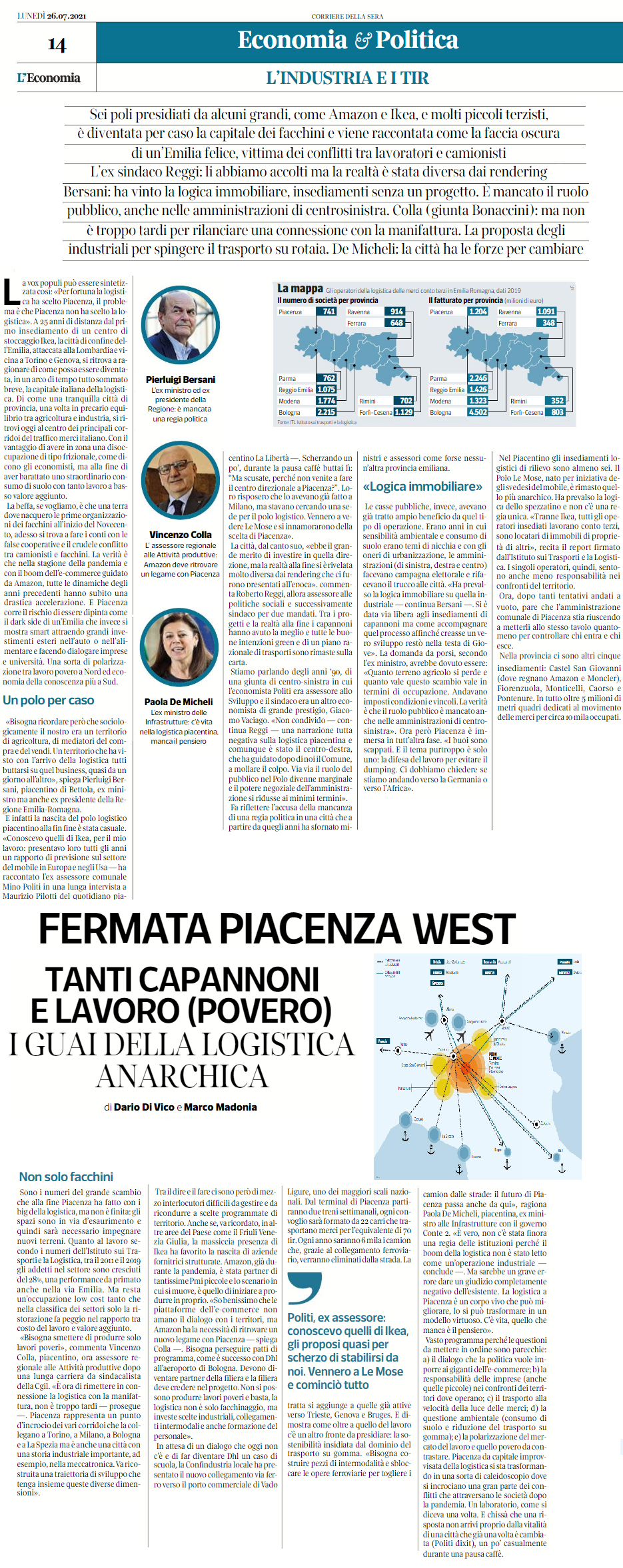 LA LOGISTICA ANARCHICA E POVERA DI PIACENZA