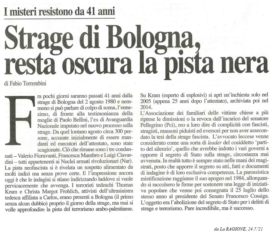Strage di Bologna, resta oscura la pista nera