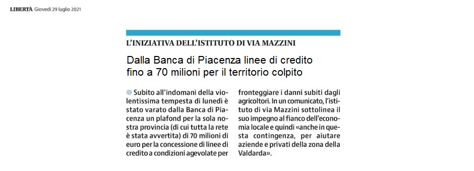 70 milioni per il territorio colpito