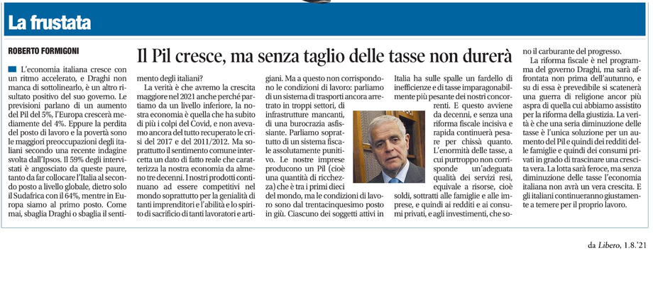 IL PIL CRESCE, MA SENZA TAGLIO DELLE TASSE NON DURERA'
