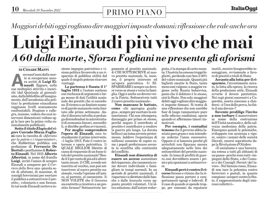 LUIGI EINAUDI PIÙ VIVO CHE MAI