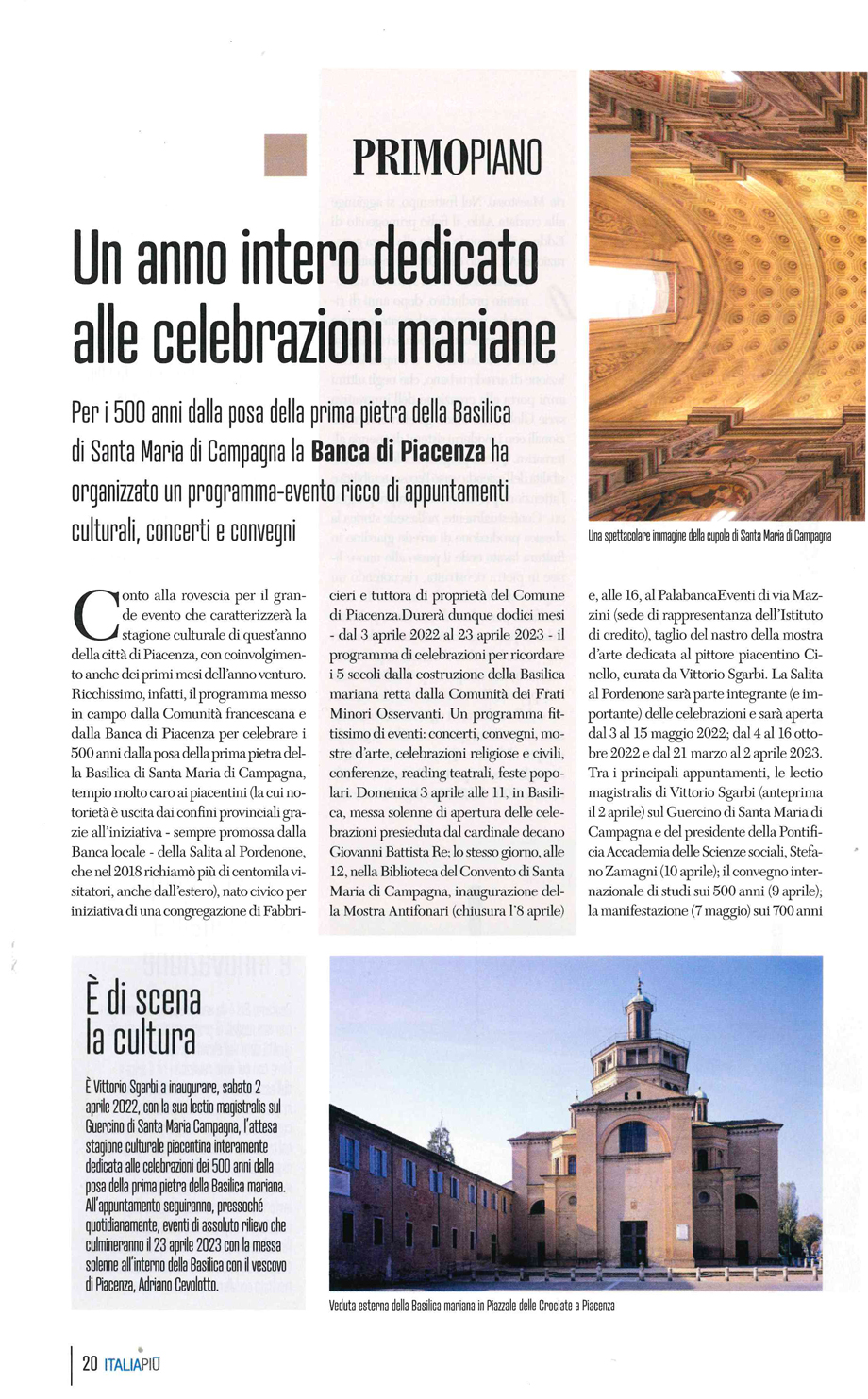 SULLA RIVISTA DI 24 ORE DUE PAGINE PER I 500 ANNI DI S. MARIA DI CAMPAGNA