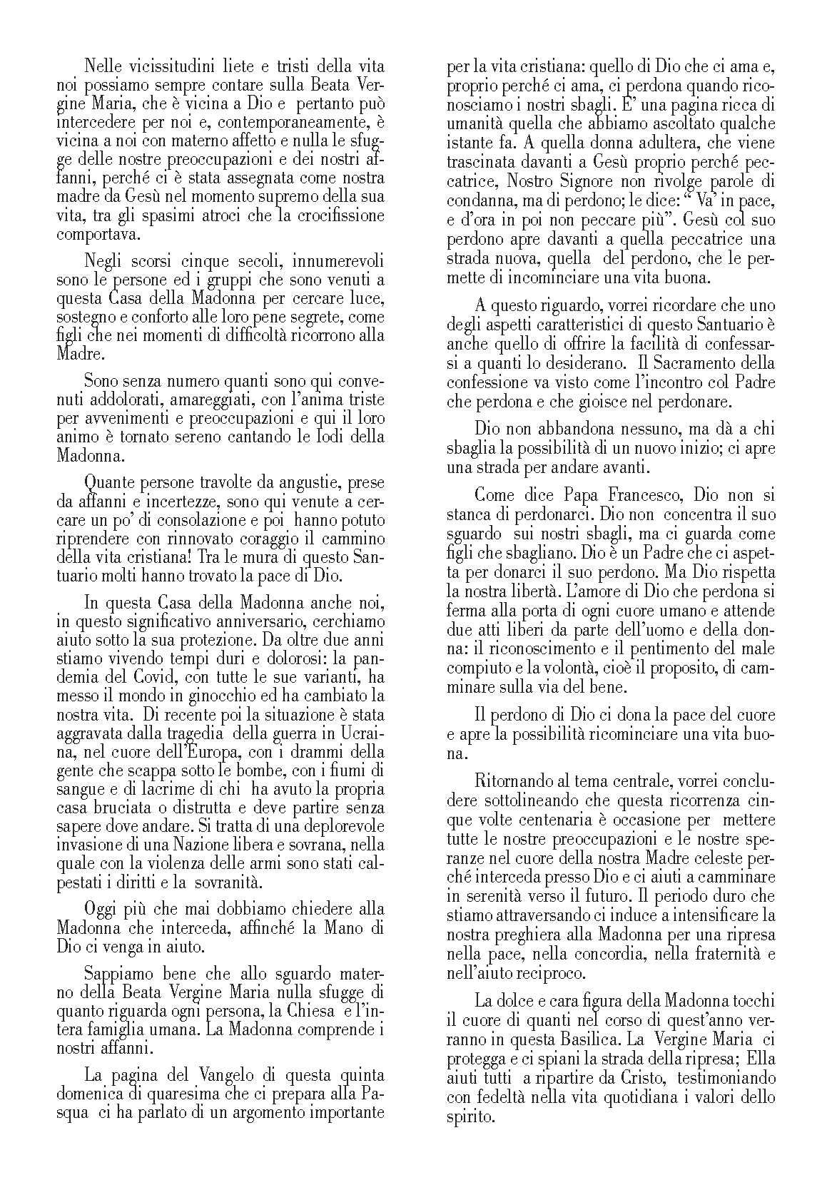 Il testo dell'Omelia che S. Em.za il Signor Cardinale Giovanni Battista Re Decano del Collegio Cardi