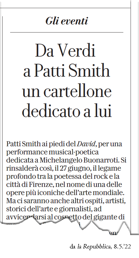 LA CELEBRE CANTANTE PAT SMITH SARÀ ANCHE A PIACENZA