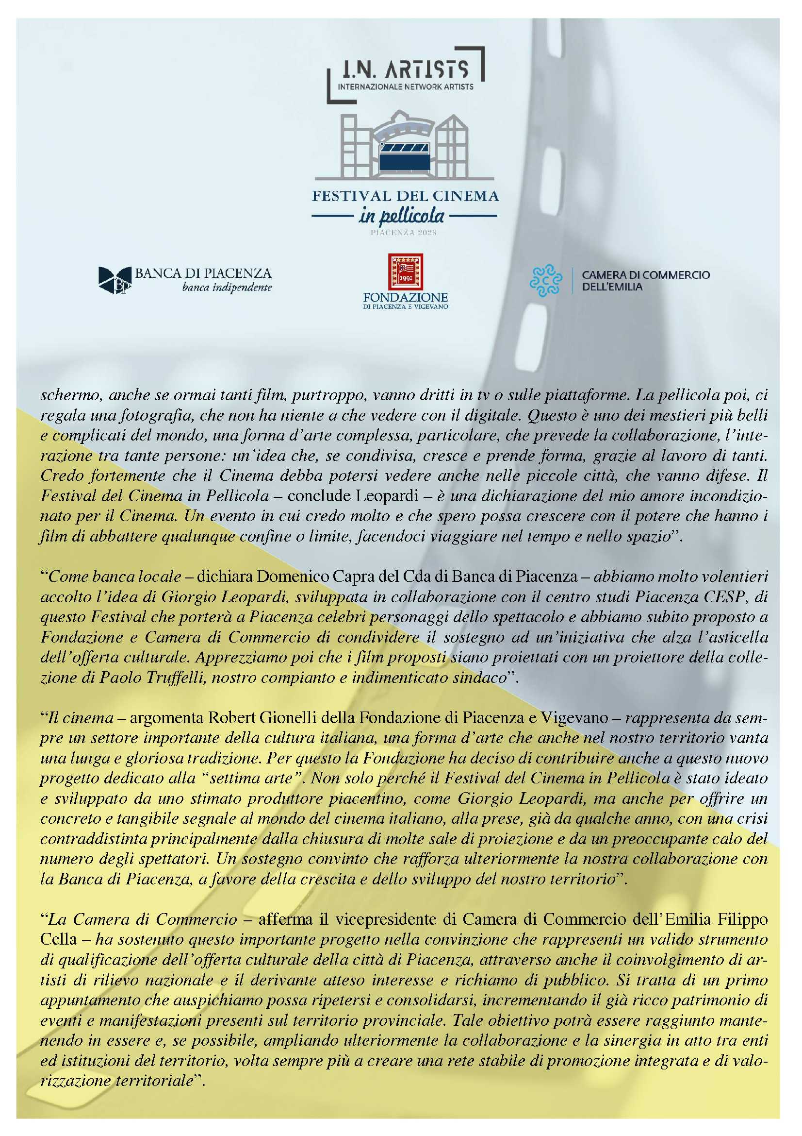 PRESENTATO IN BANCA IL FESTIVAL DEL CINEMA IN PELLICOLA. DEBORA CAPRIOGLIO OSPITE D'ONORE