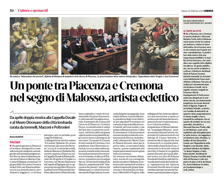 Presentata la Mostra dedicata al Malosso, la Banca protagonista