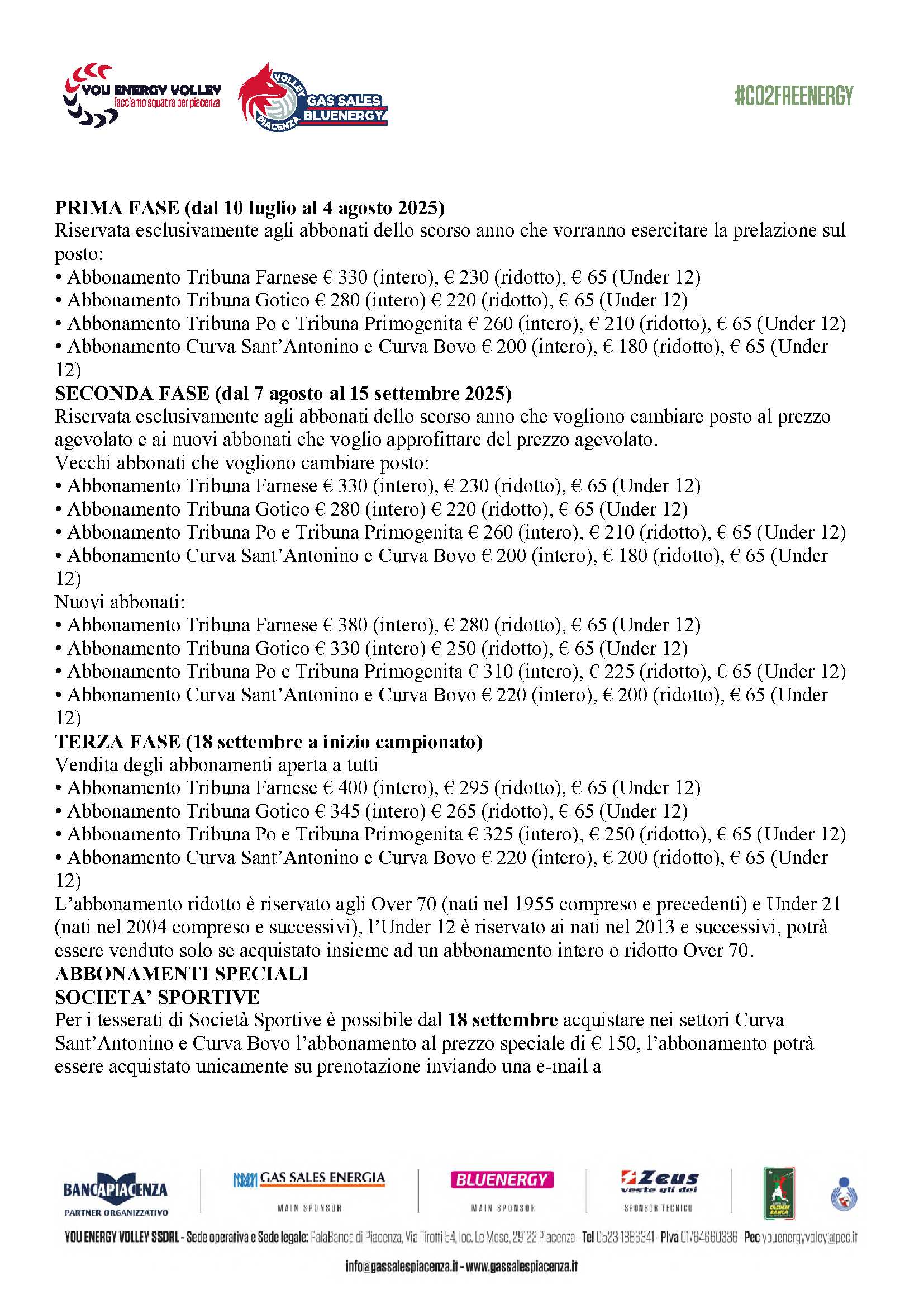 GAS SALES BLUENERGY VOLLEY PIACENZA